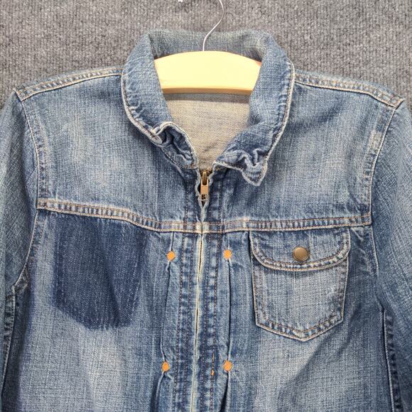 J. Crew Denim Jacket Size M Blue Denim Full Zip Front Pockets 100% Cotton - Picture 6 of 10